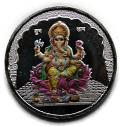 Ganesha 999 Pure Silver Enamel Novelty Color 10 Gram Coin